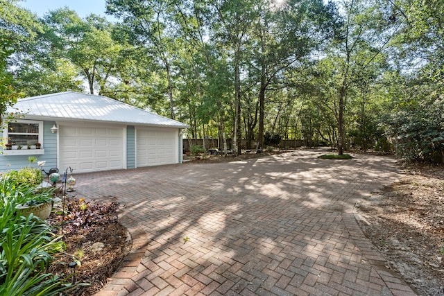 view of detached garage