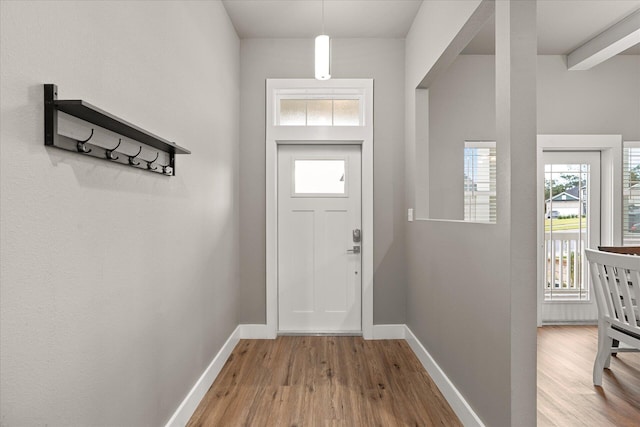 interior space with hardwood / wood-style floors