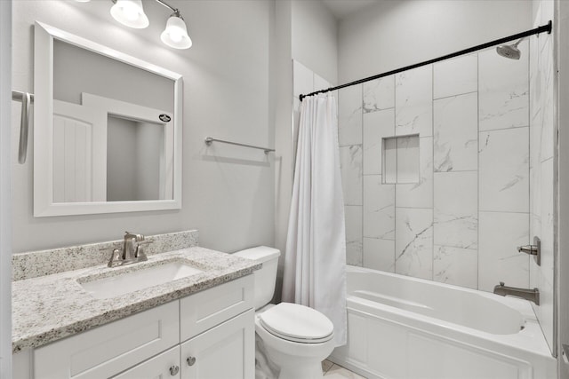 full bathroom featuring vanity, toilet, and shower / bath combo