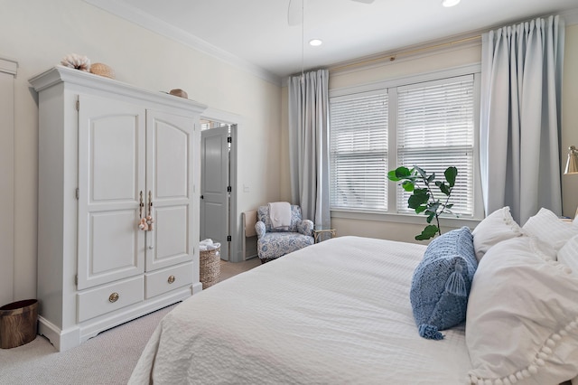 1247 Prospect Promenade, Panama City Beach, FL 32413 - carpeted bedroom with ceiling fan and crown molding
