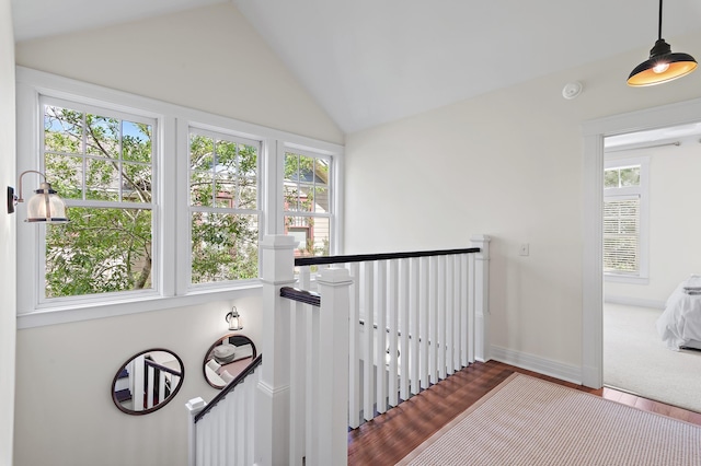 1247 Prospect Promenade, Panama City Beach, FL 32413 - interior space featuring dark hardwood / wood-style floors and vaulted ceiling