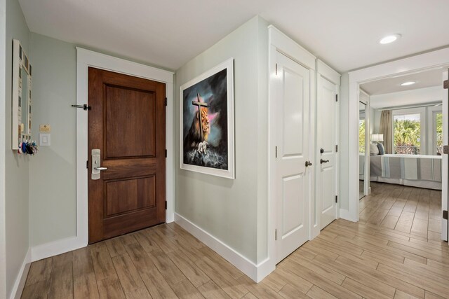 foyer featuring light wood-type flooring