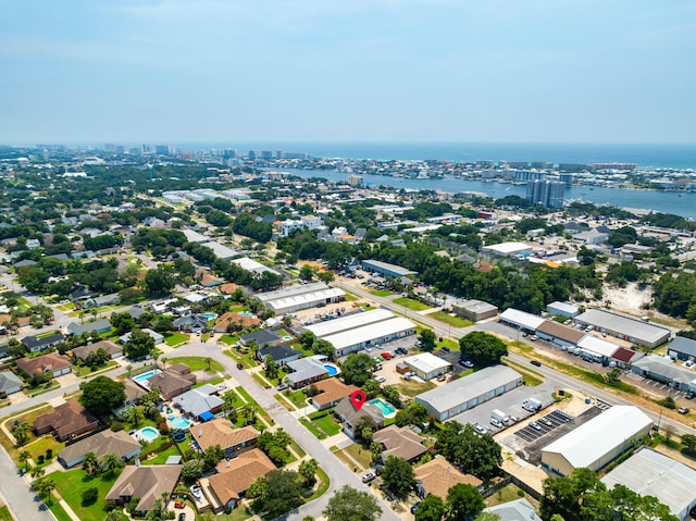 bird's eye view featuring a water view