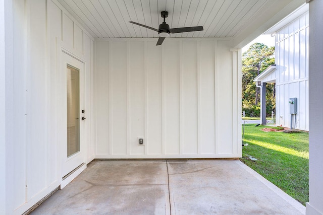 view of patio / terrace featuring a ceiling fan