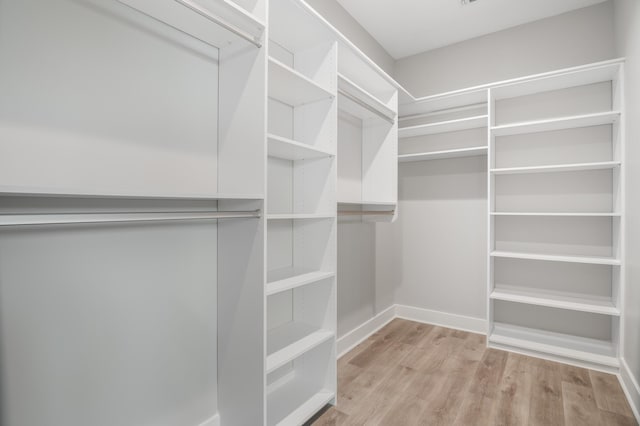 spacious closet with light wood finished floors