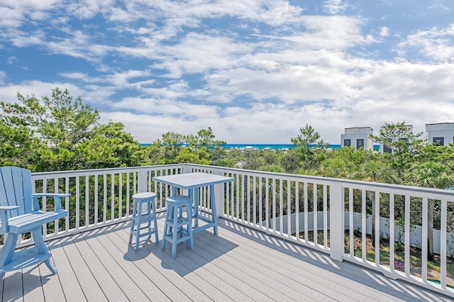 deck with a water view