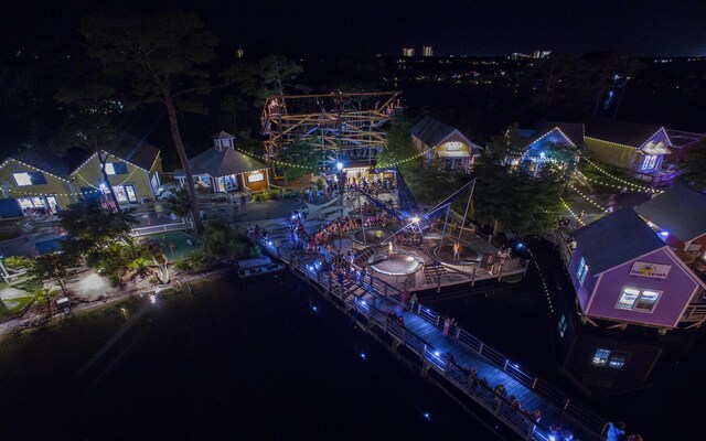 view of aerial view at night