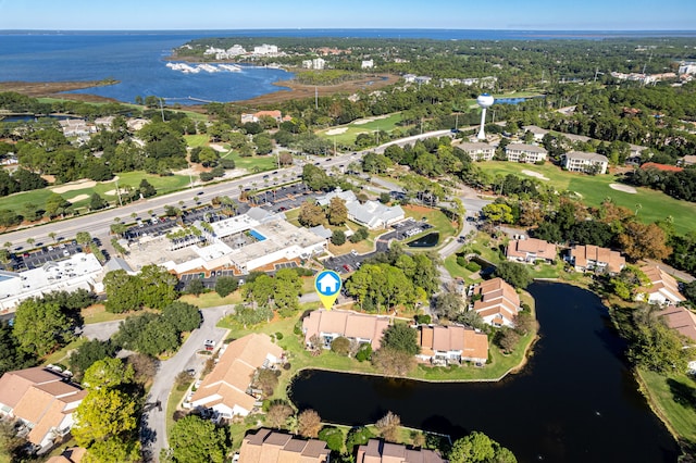 bird's eye view featuring a water view