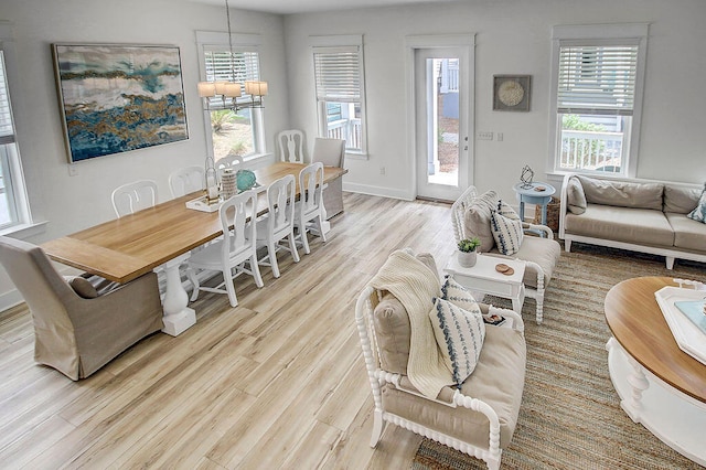 living room with light hardwood / wood-style floors