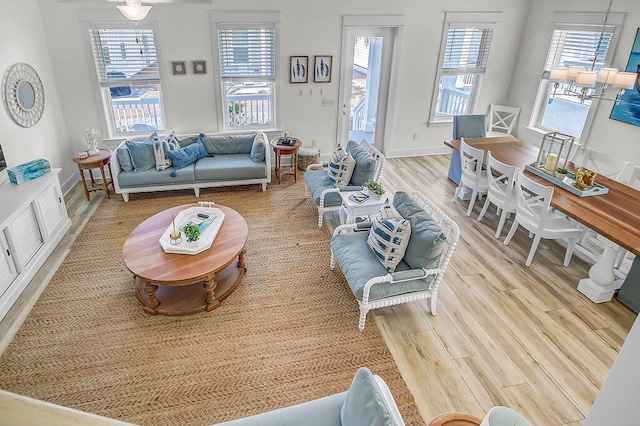 living room featuring light hardwood / wood-style flooring