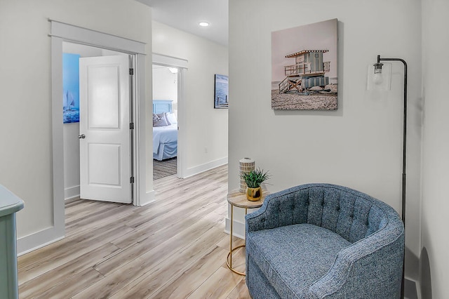 living area with light wood-type flooring