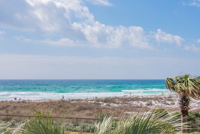 view of water feature featuring a view of the beach