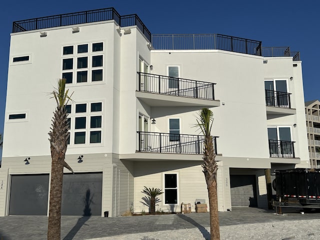 view of building exterior featuring a garage