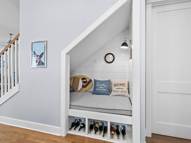 bedroom with hardwood / wood-style flooring