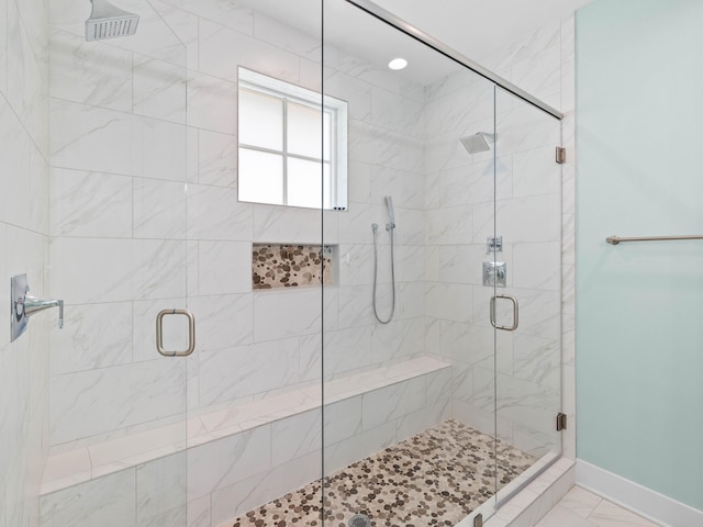 bathroom featuring walk in shower