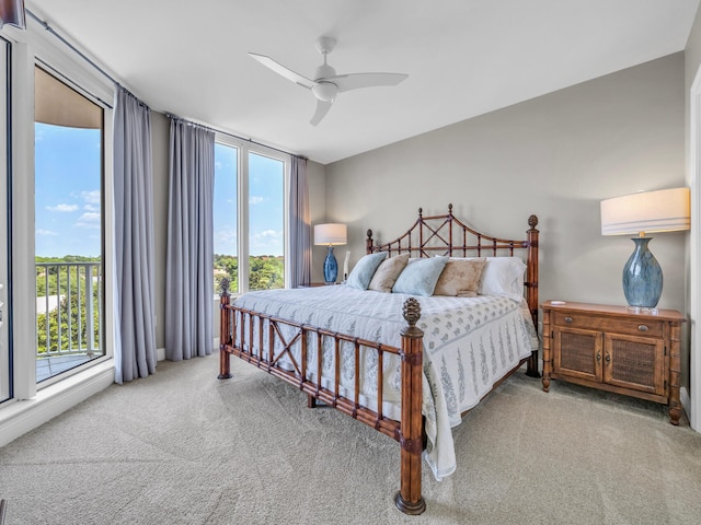 bedroom featuring carpet and ceiling fan