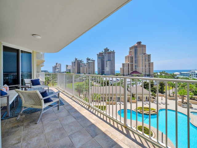 balcony featuring a city view