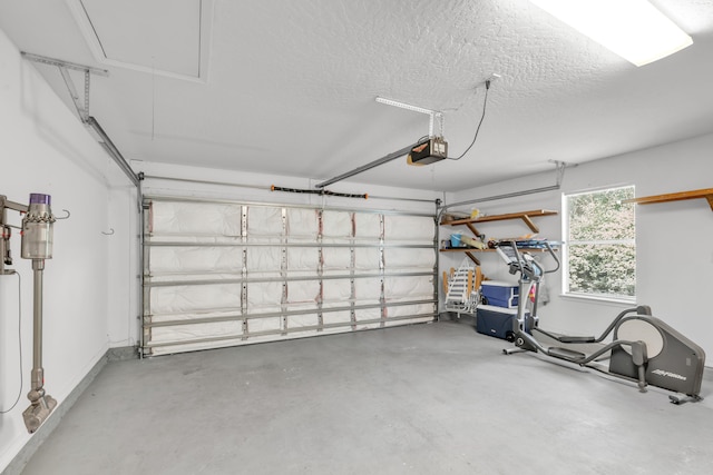 garage with a garage door opener