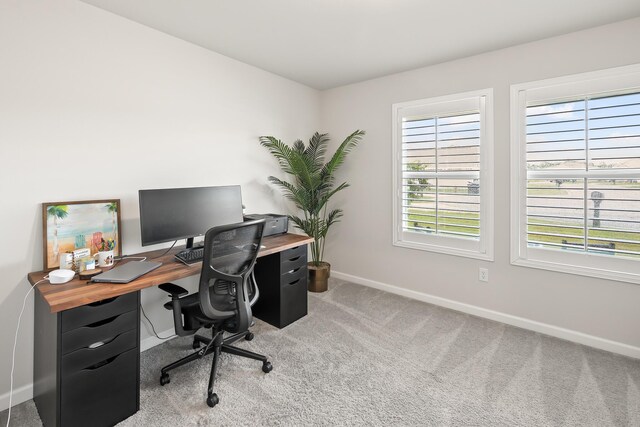 office area with light carpet