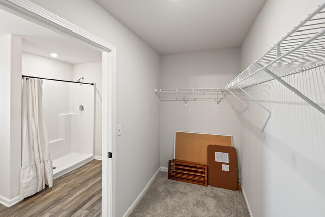 spacious closet with hardwood / wood-style floors