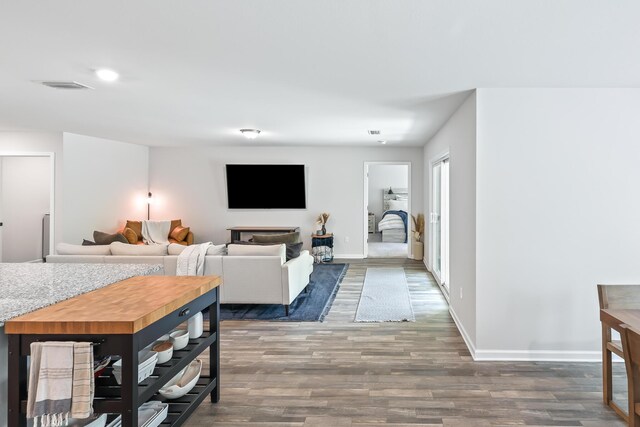 living room with hardwood / wood-style flooring