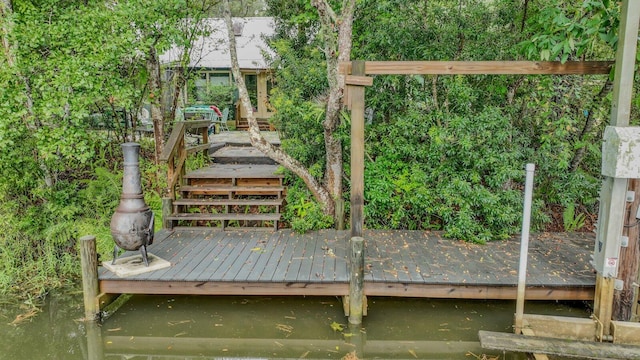 view of dock featuring a deck