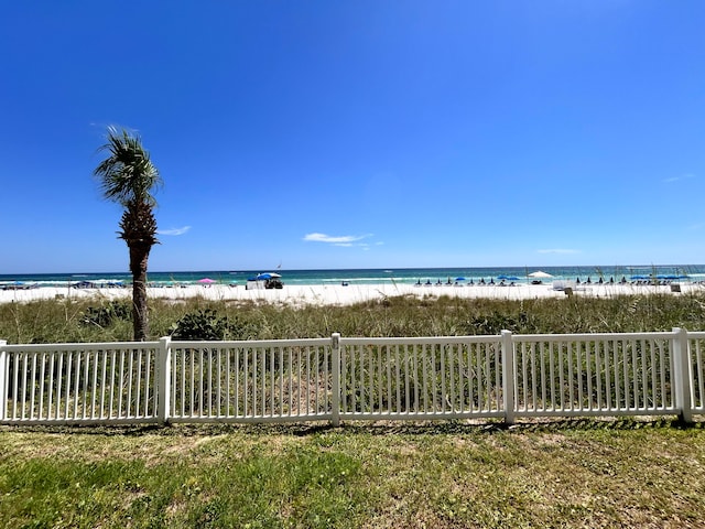 view of water feature featuring a view of the beach