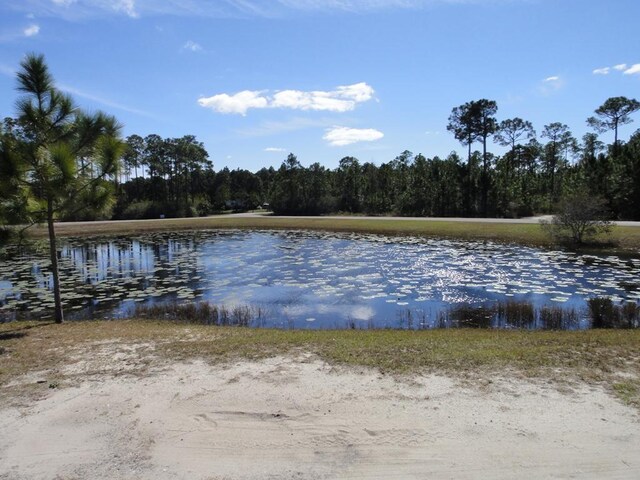 exterior space with a water view