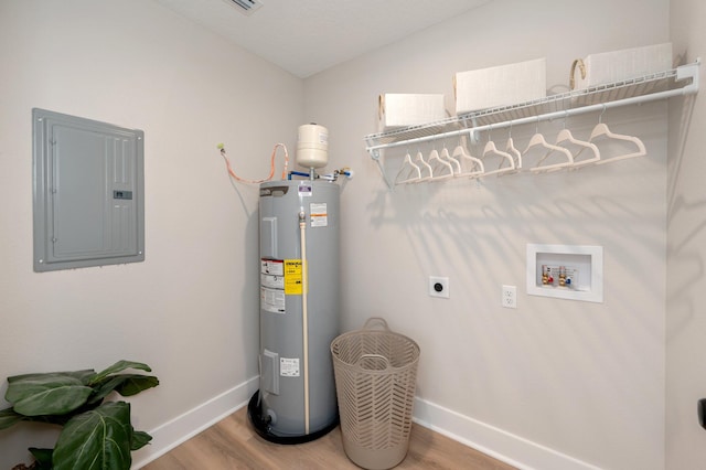 utility room featuring water heater and electric panel