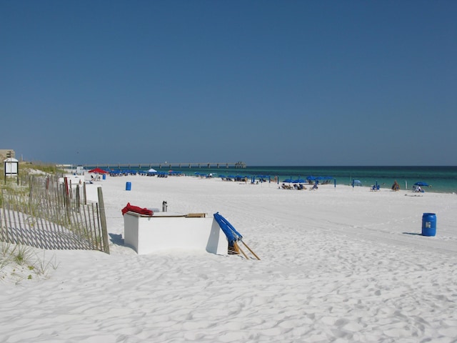 property view of water with a beach view