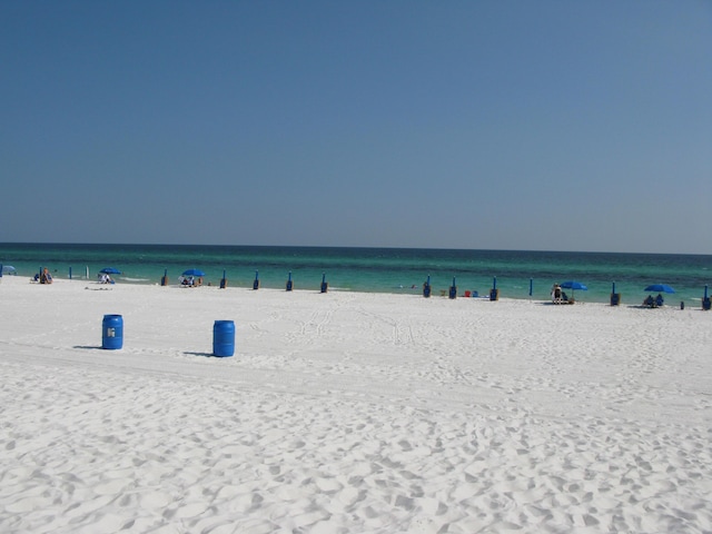 view of water feature with a view of the beach