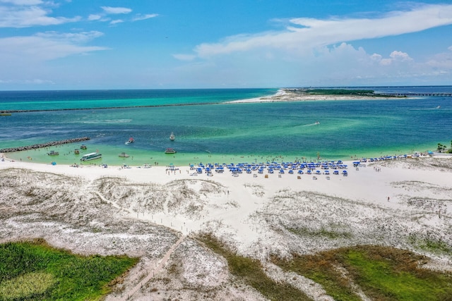 property view of water with a beach view