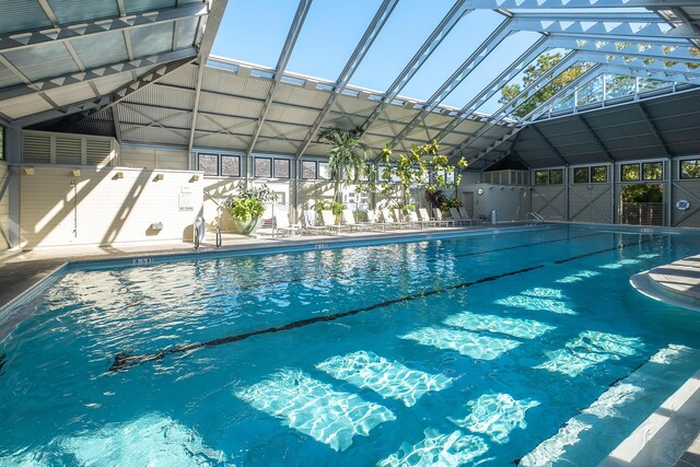 view of pool with a lanai