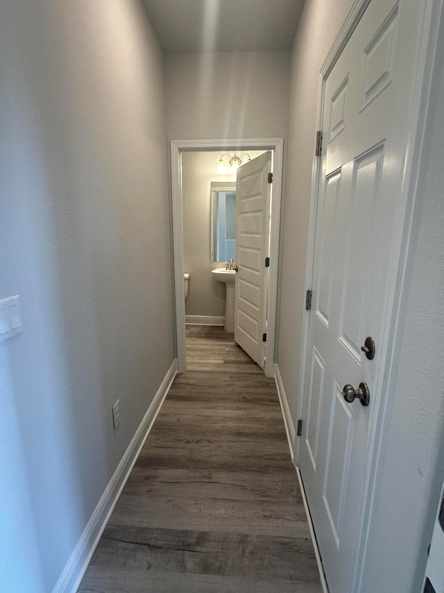 hallway with wood-type flooring