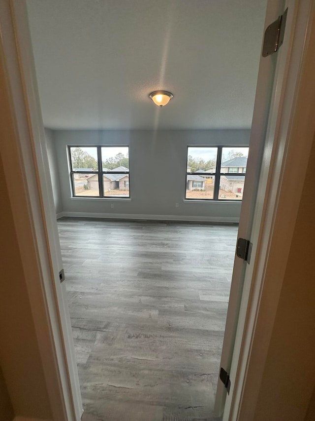 spare room featuring a wealth of natural light and hardwood / wood-style flooring