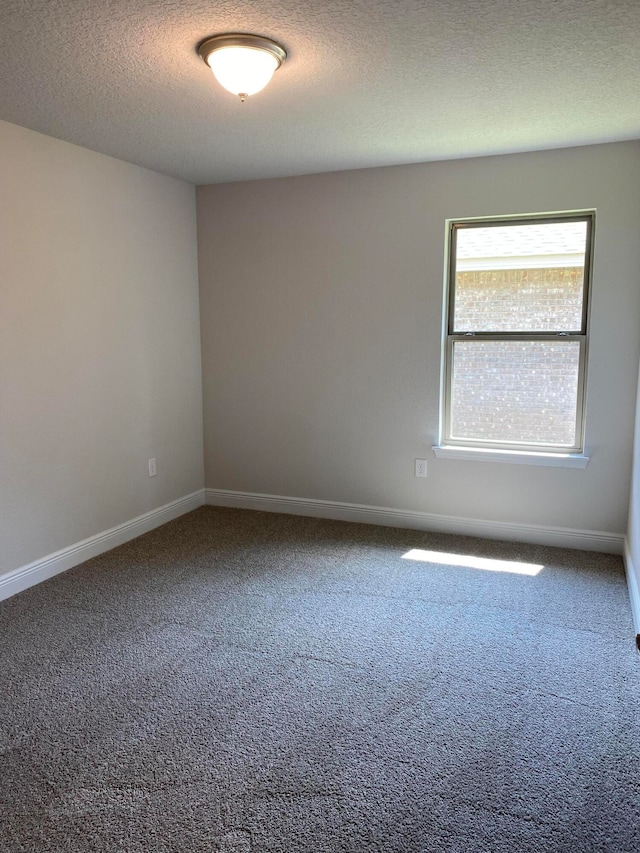 spare room featuring carpet flooring and a textured ceiling