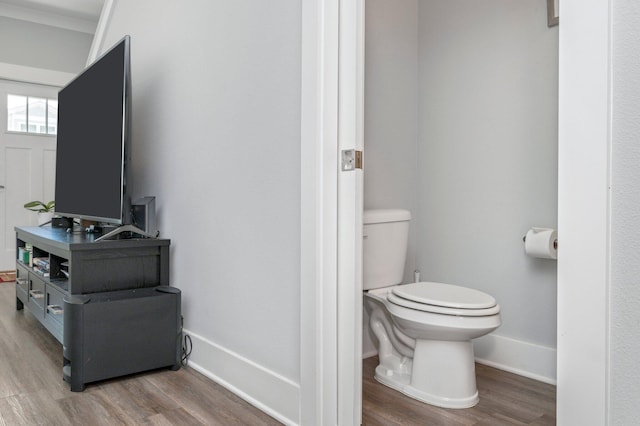 bathroom featuring toilet and hardwood / wood-style floors