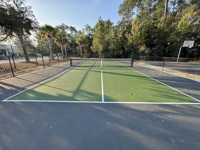 166 N Sand Palm Rd, Freeport, FL 32439 - view of tennis court with view of wooded area