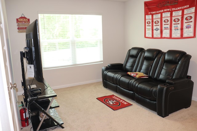 carpeted living room featuring a wealth of natural light