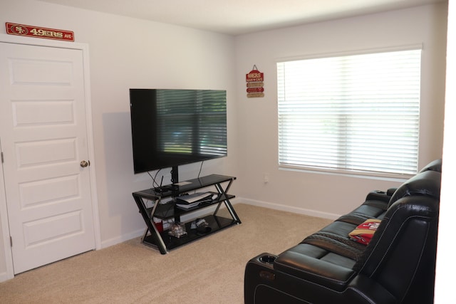 carpeted living room with a healthy amount of sunlight