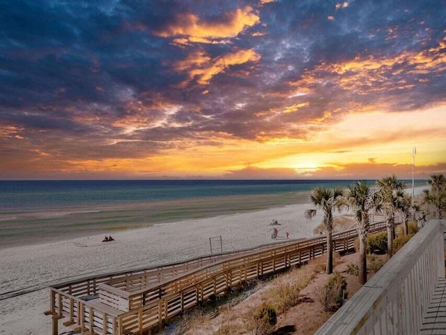 property view of water with a beach view