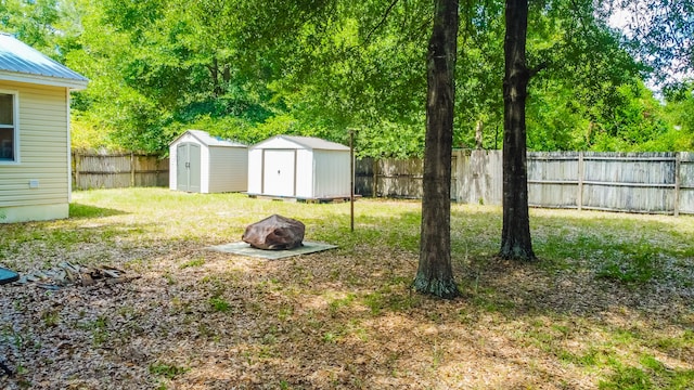 view of yard featuring a shed