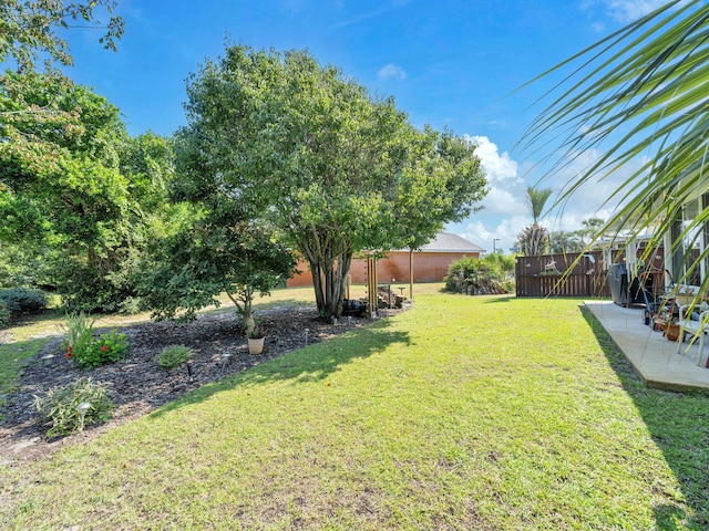 view of yard with a patio area and fence