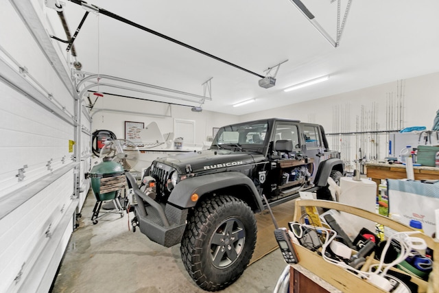 garage with a garage door opener