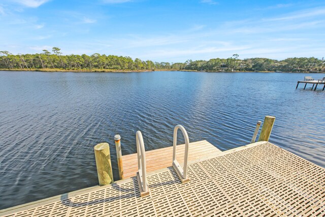 view of dock featuring a water view