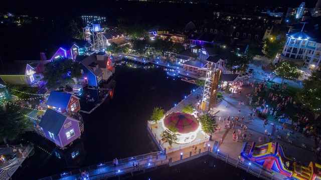 view of aerial view at night