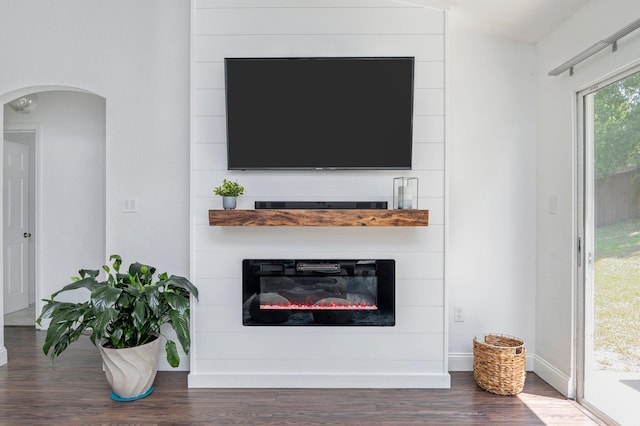 living room with hardwood / wood-style floors