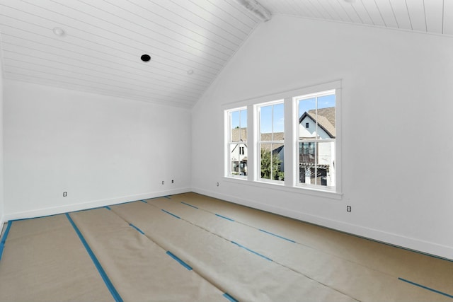 additional living space with vaulted ceiling with beams