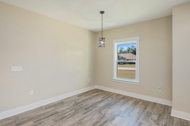 unfurnished dining area featuring wood-type flooring