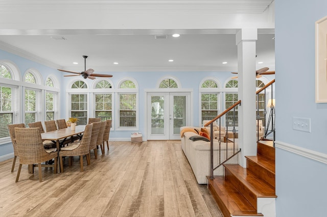 interior space featuring ceiling fan